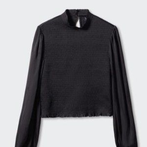 MANGO- NWT Ruched Satin Blouse (S)